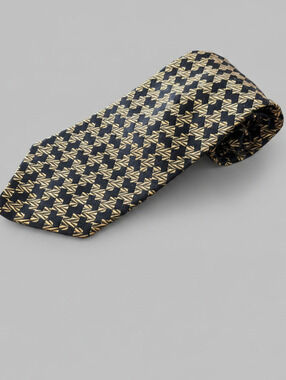 Tom James Filo A' Mano Silk Stripped Tie Black Gold Handsewn USA Vintage Necktie